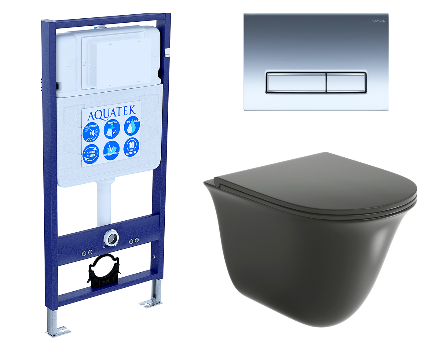 

Комплект: инсталляция Акватек Standart + унитаз GR-4412BMS с кнопкой хром, 547007