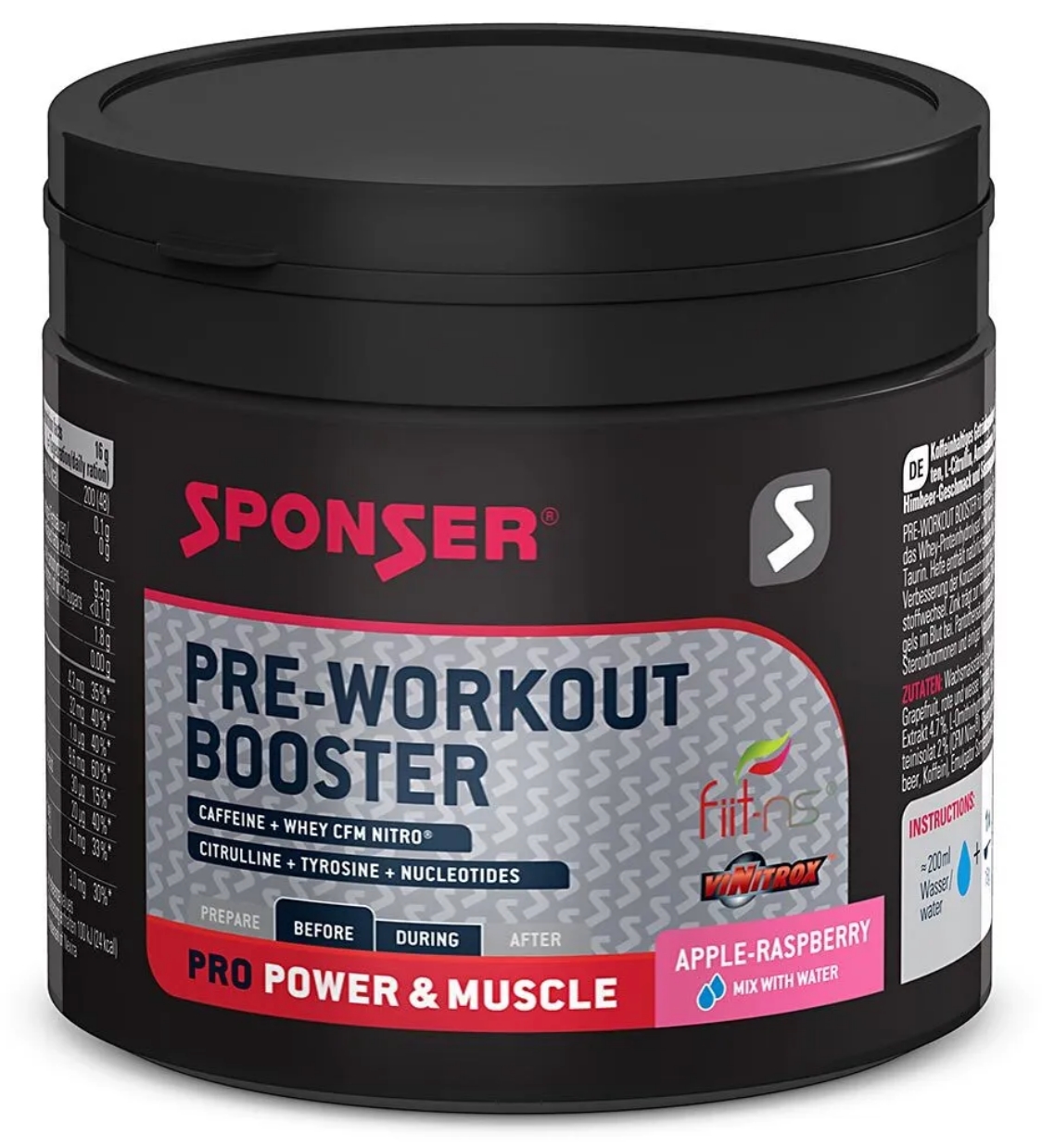 Предтренировочный комплекс SPONSER PRE WORKOUT BOOSTER предтреник яблоко-малина 256 гр 5730₽