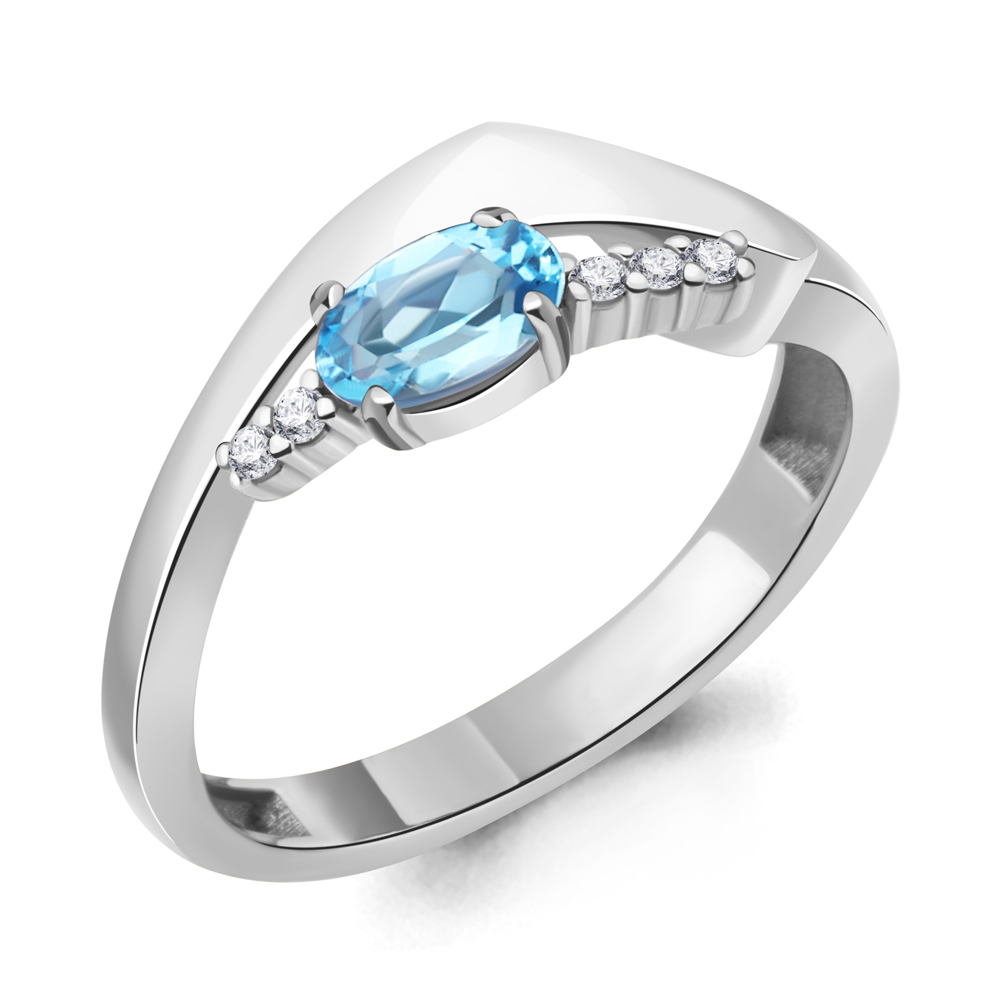 

Кольцо из серебра с топазом\фианитом Aquamarine Aquamarine 6967905А_925_р р. 17,5, 6967905А_925_р