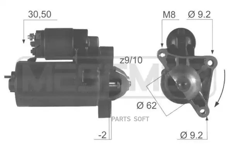 

ERA Стартер (12V,0,9kW) CITROEN C3C4Berlingo IPEUGEOT 206307Partner I ERA 220044 ERA 22004