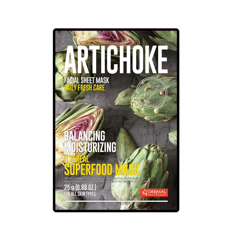 Маска для лица тканевая Dermal It's Real Superfood Mask ARTICHOKE 25 г маска для лица dermal с витамином с и коллагеном