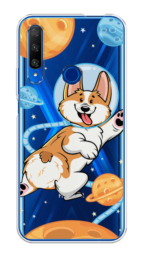 

Чехол на Huawei Honor 9X Premium "Корги-космонавт", Голубой;бежевый;белый, 610650-1