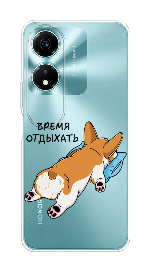 

Чехол на Honor X5 Plus "Корги отдыхает", Черный;коричневый;голубой, 6121950-1