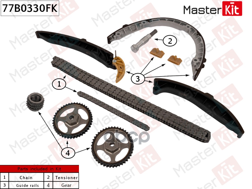 

MASTERKIT 77B0330FK Комплект цепи ГРМ PORSCHE M48.01 CAYENNE 07-10