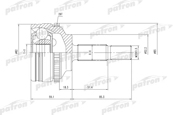 

ШРУС наружн к-кт 21x52.2x30 ABS:26T RENAULT: Clio II 98-, Kangoo 97- PATRON PCV1378