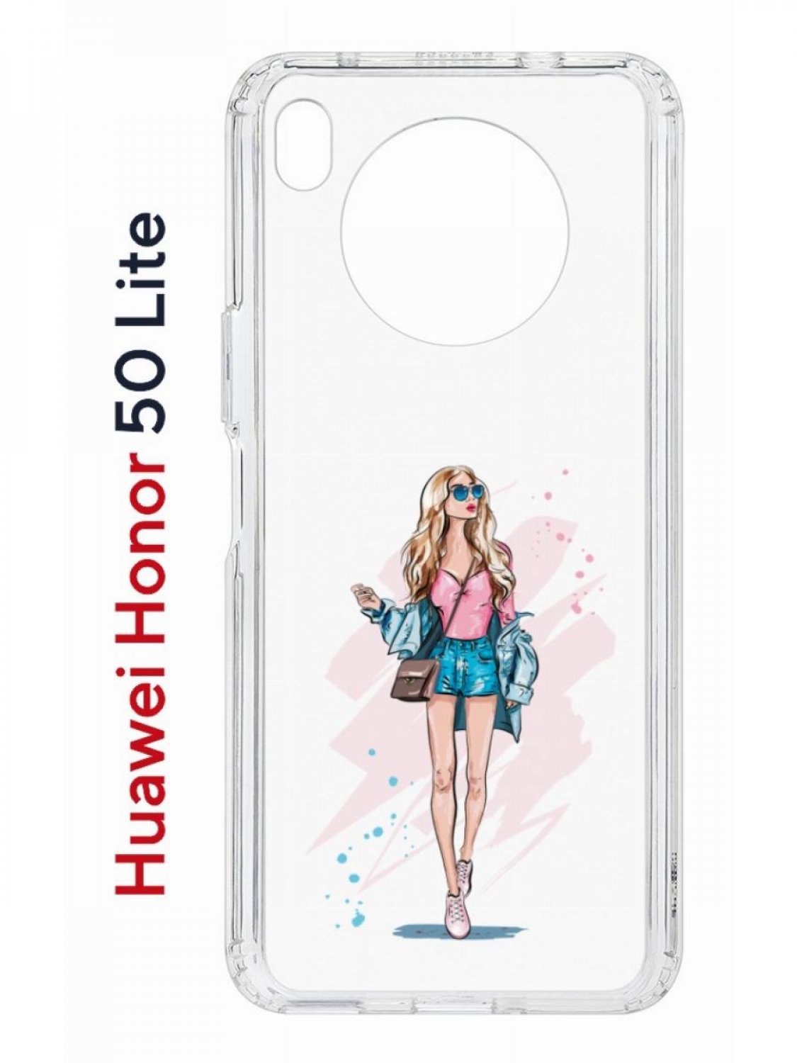 Чехол на Honor 50 Lite, Huawei Nova 8i Kruche Print Fashion Girl, противоударный бампер
