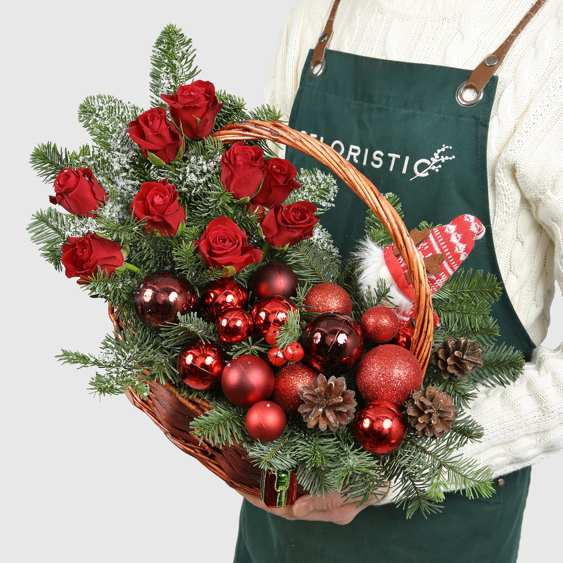 

Цветочная композиция Studio Floristic из нобилиса 13 шт 25 см Пламя праздника зеленый