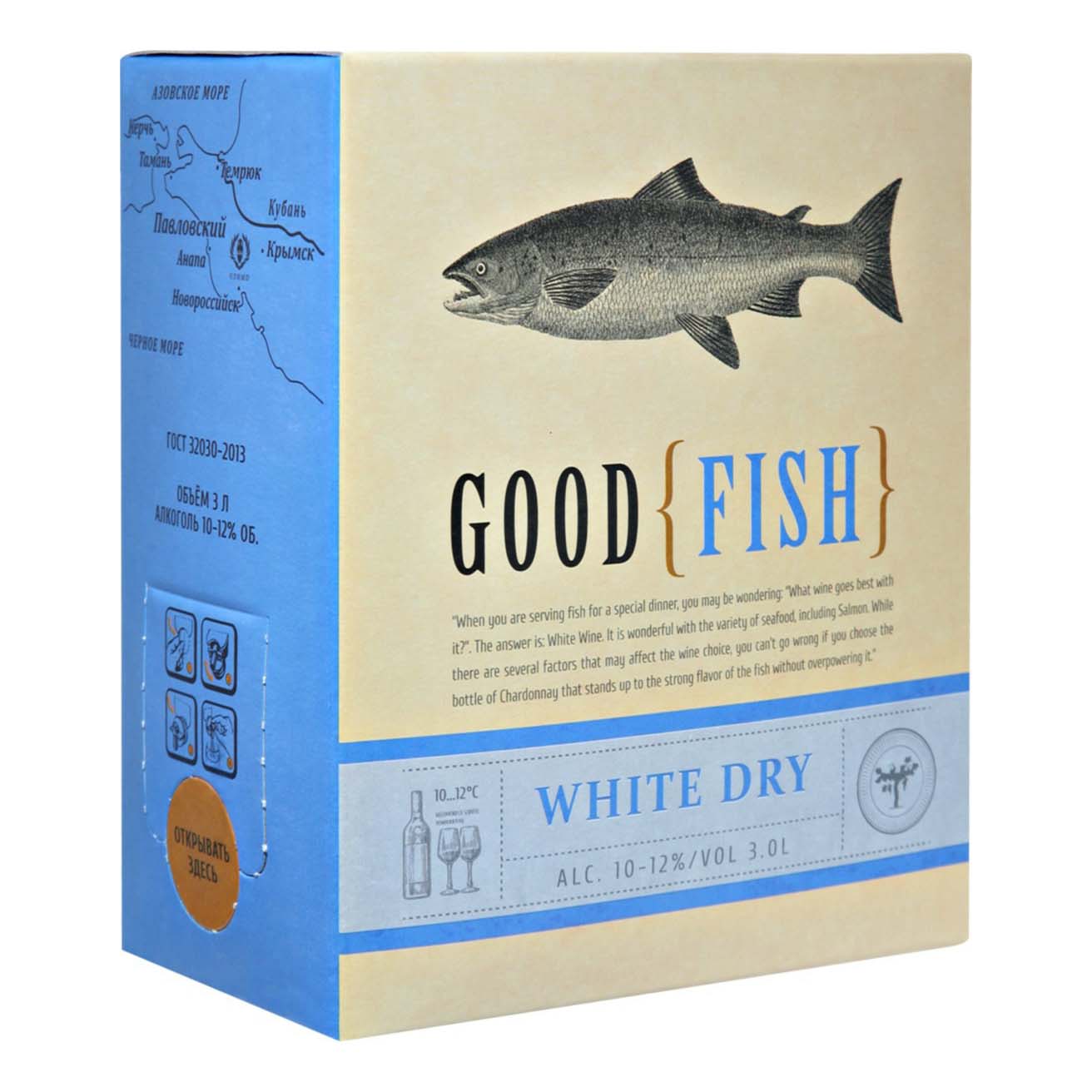 

Вино Олимп Good Fish White Dry белое сухое 3 л