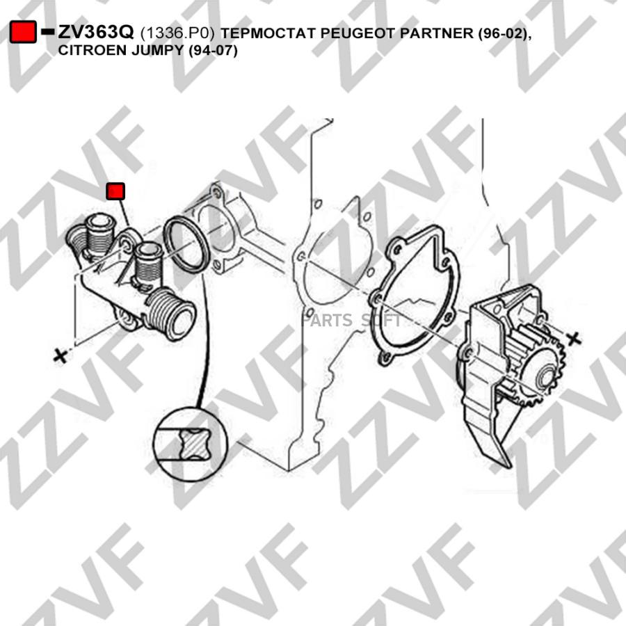 Термостат Peugeot Partner 96-02, Citroen Jumpy ZZVF ZV363Q