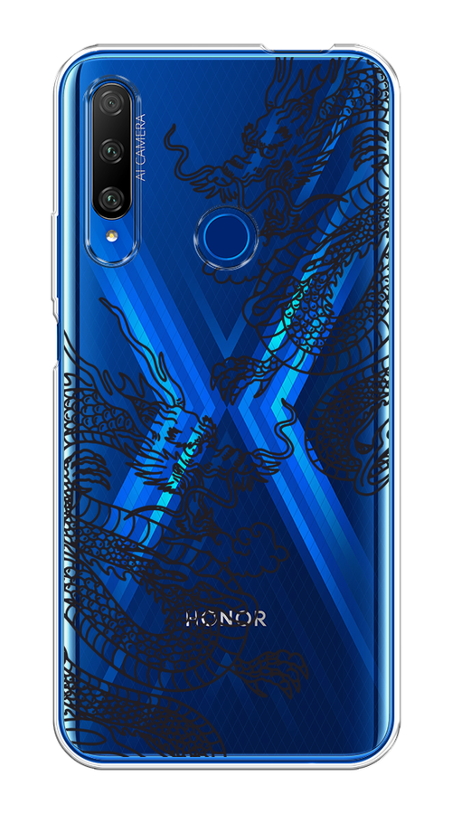 

Чехол на Huawei Honor 9X Premium "Два китайских дракона", Серый;черный, 610650-1
