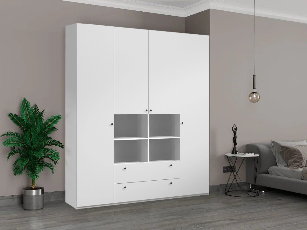 

Шкаф распашной QualisMebel Dallas 1700х500х2400, Белый, Dallas