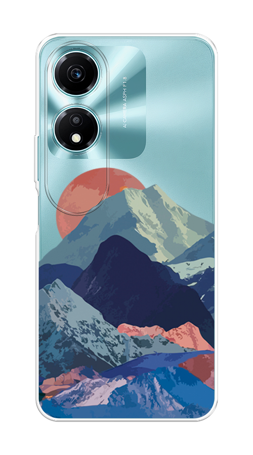

Чехол на Honor X5 Plus "Закат в снежных горах", Бордовый;серый;голубой, 6121950-1