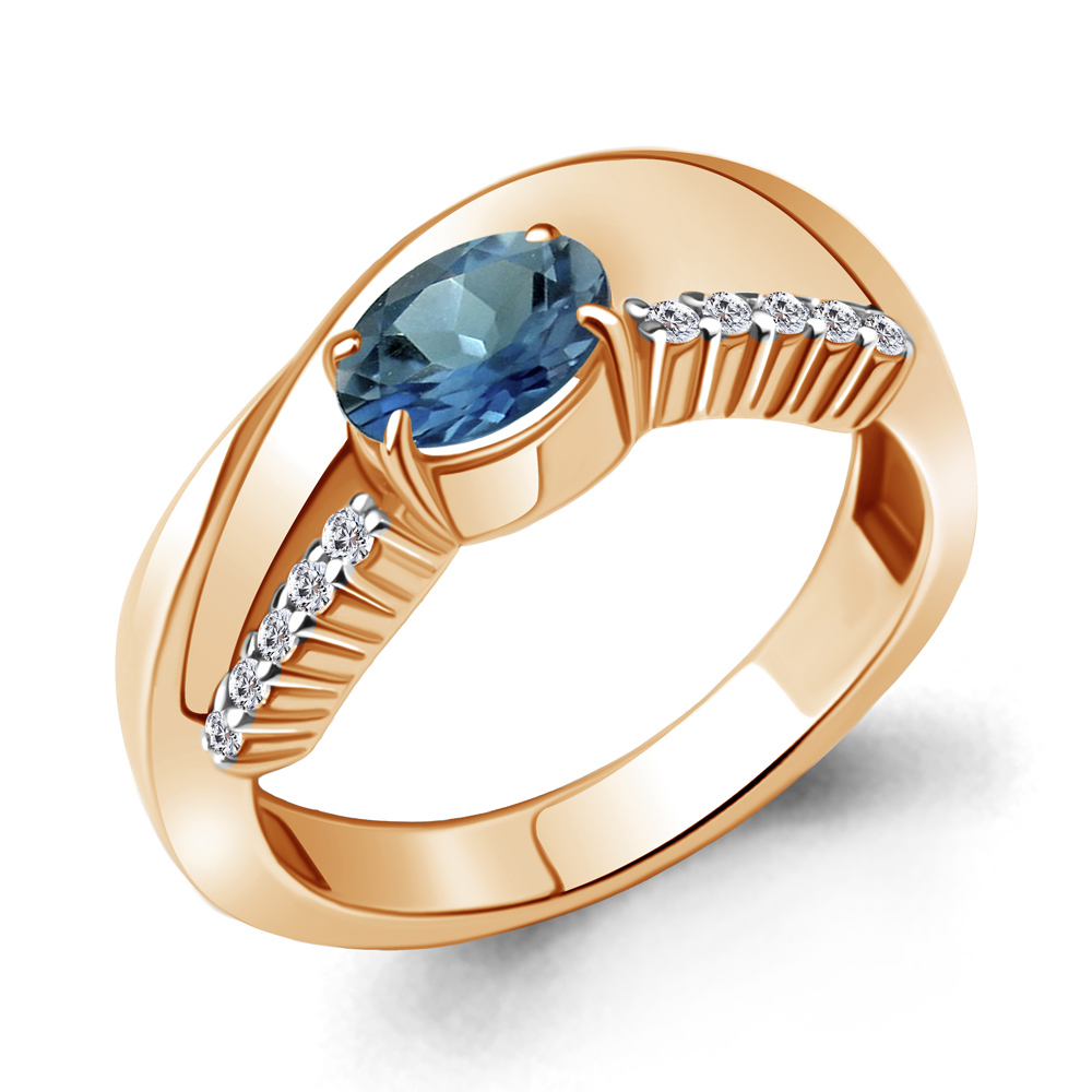 

Кольцо из серебра с топазом\фианитом Aquamarine Aquamarine 6967808А_925_з р, 6967808А_925_з