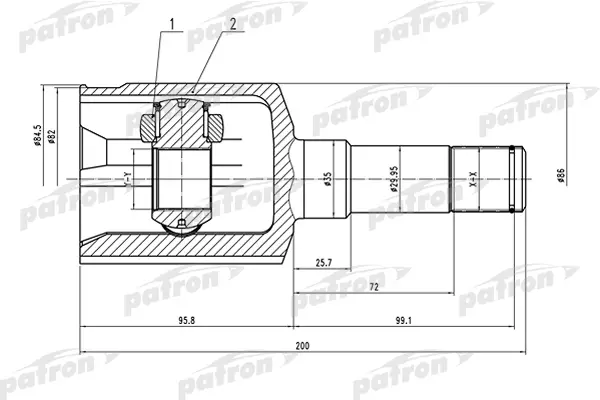 

ШРУС внутренний левый 27x35x34 OPEL ANTARA 06- PATRON PCV1500, ШРУС внутренний левый 27x35x34 OPEL ANTARA 06-