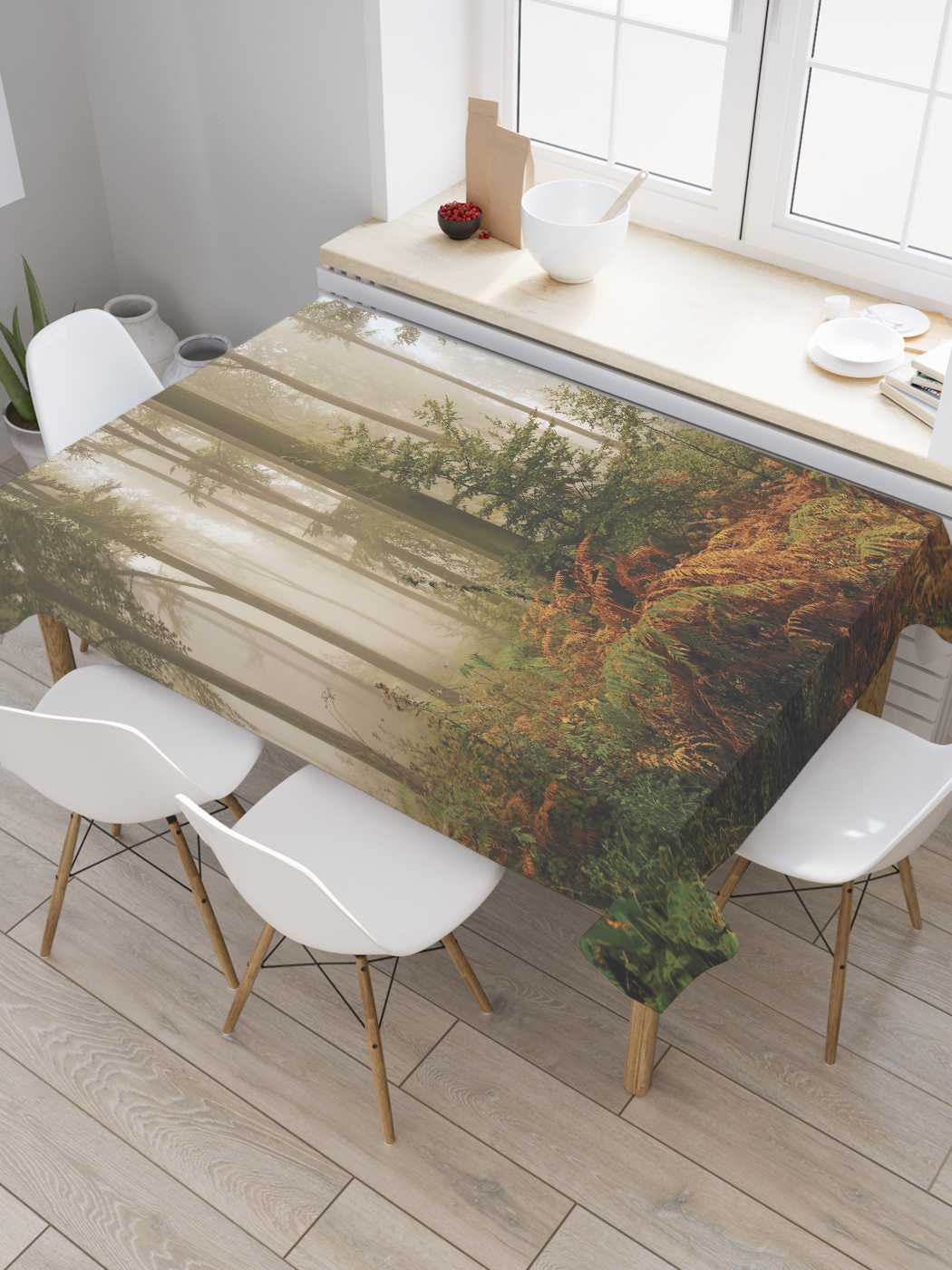 

Скатерть прямоугольная JoyArty "Лесной туман" из оксфорда, 180x145 см, Зеленый, Лесной туман
