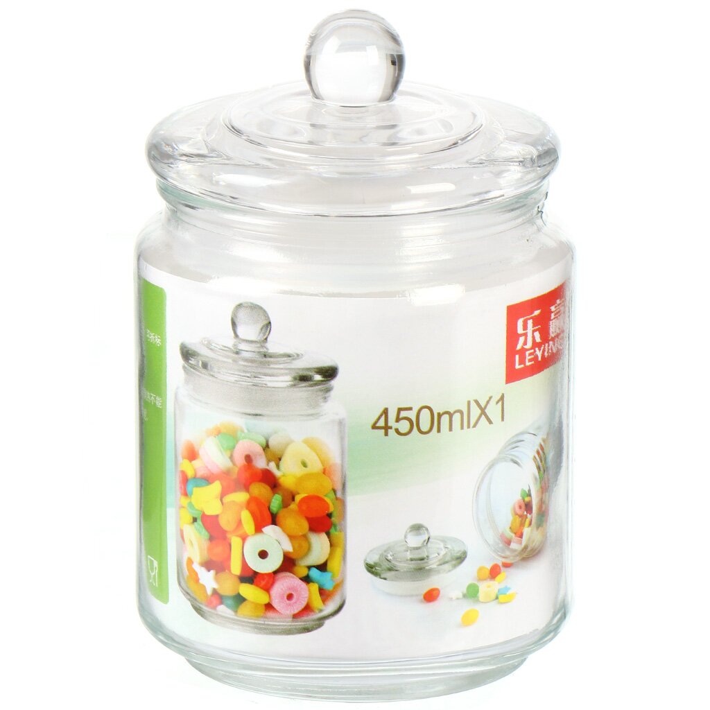 

Банка для сыпучих продуктов, стекло, 0.45 л, с крышкой, Y4-6231