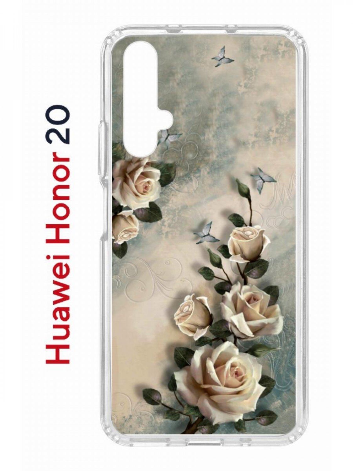 Чехол на Honor 20, Huawei Nova 5T с принтом Kruche Print Белая роза, противоударный бампер