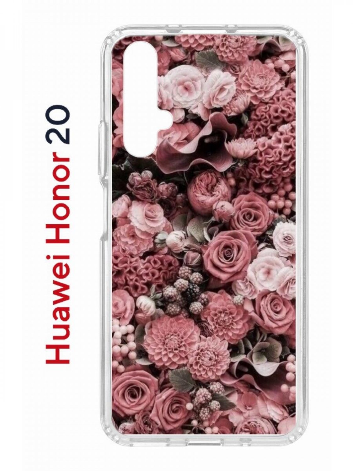 фото Чехол на honor 20, huawei nova 5t с принтом kruche print цветы, противоударный бампер кruче