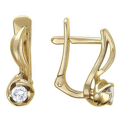 

Серьги из желтого золота Эстет 01С135762, фианит, 01С135762