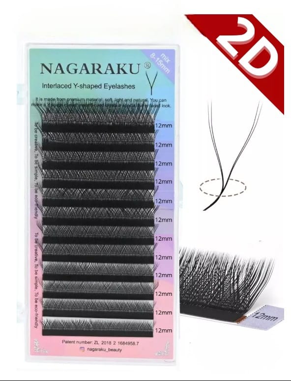 Ресницы для наращивания черные Nagaraku Готовые Пучки 2D Mix D 0.07 8-15mm ресницы пучковые nagaraku нагараку 6d c 0 07 9мм 12 линий