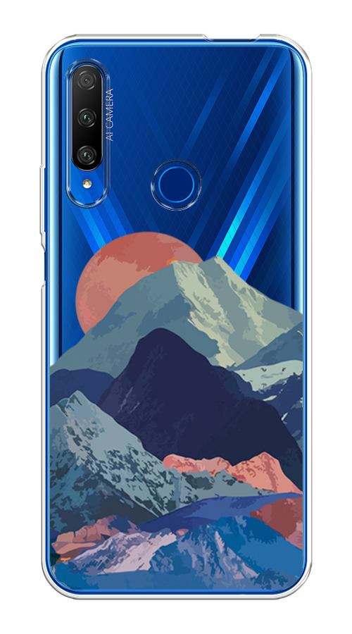

Чехол на Huawei Honor 9X Premium "Закат в снежных горах", Красный;серый;голубой, 610650-2