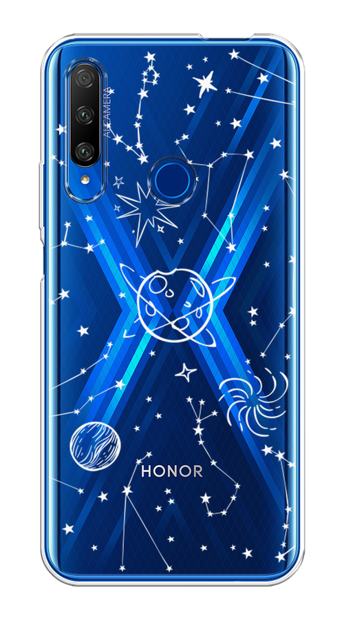 

Чехол на Huawei Honor 9X Premium "Планеты в космосе", Белый, 610650-2