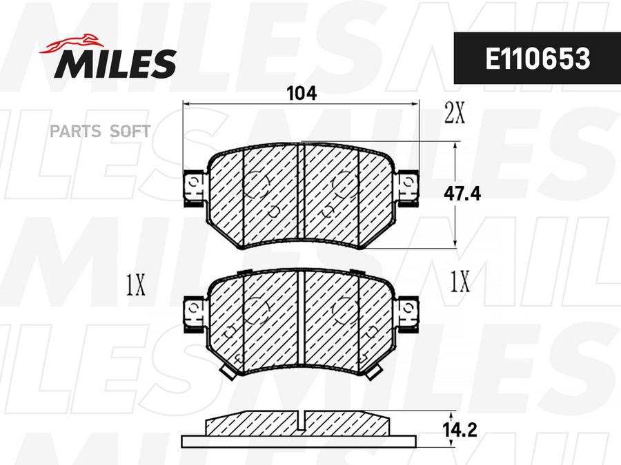 

Колодки Тормозные Mazda 6 12- Задние Semimetallic Miles E110653