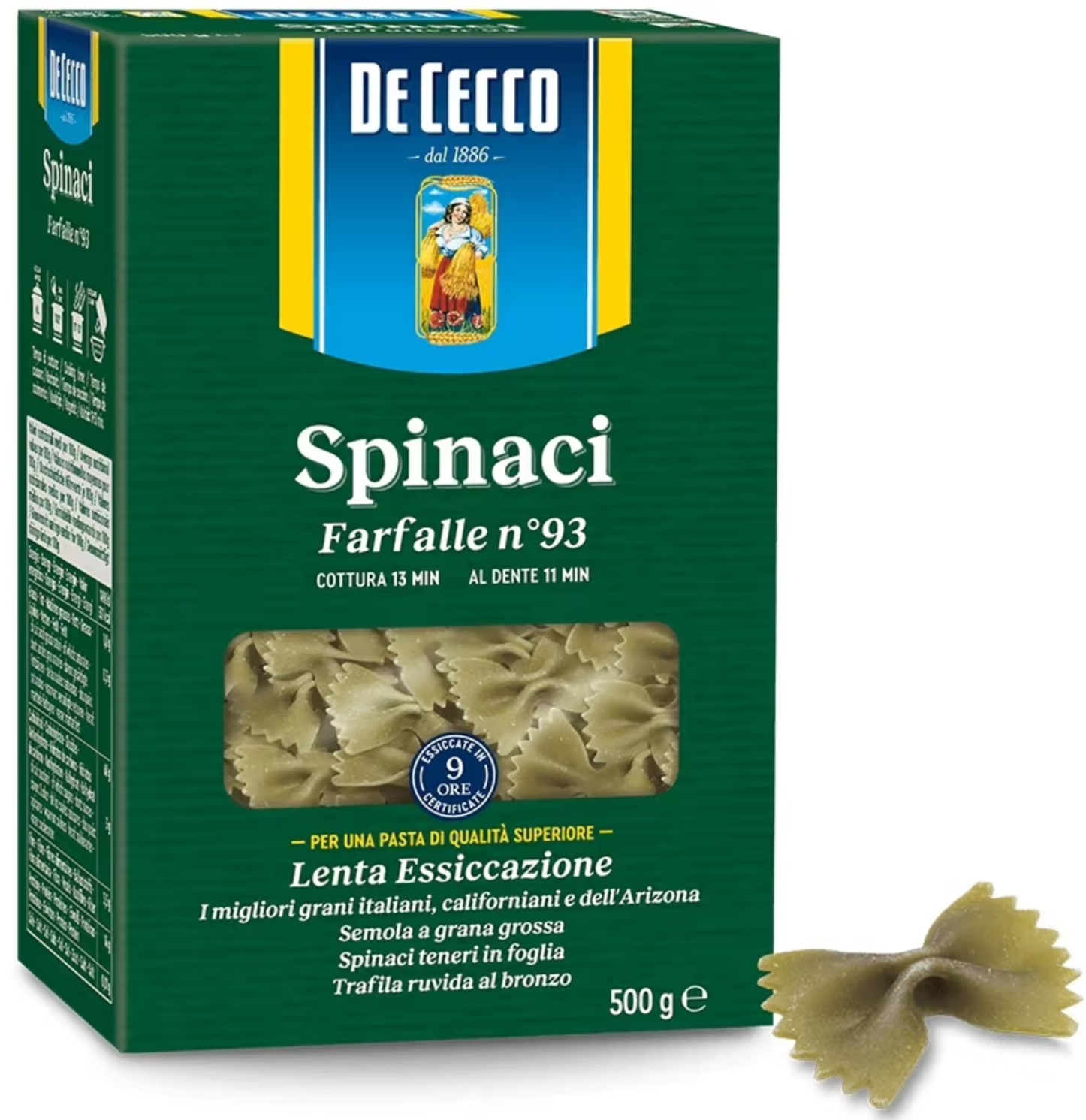 фото Макаронные изделия de cecco farfalle spinaci № 93 500 г