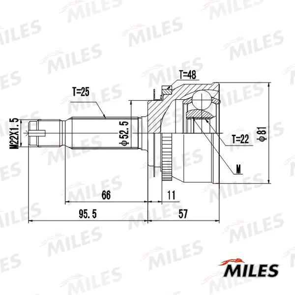 

ШРУС наружный с ABS HYUNDAI GETZ 1.1-1.6 02-11 (GKN 303904) GA20705