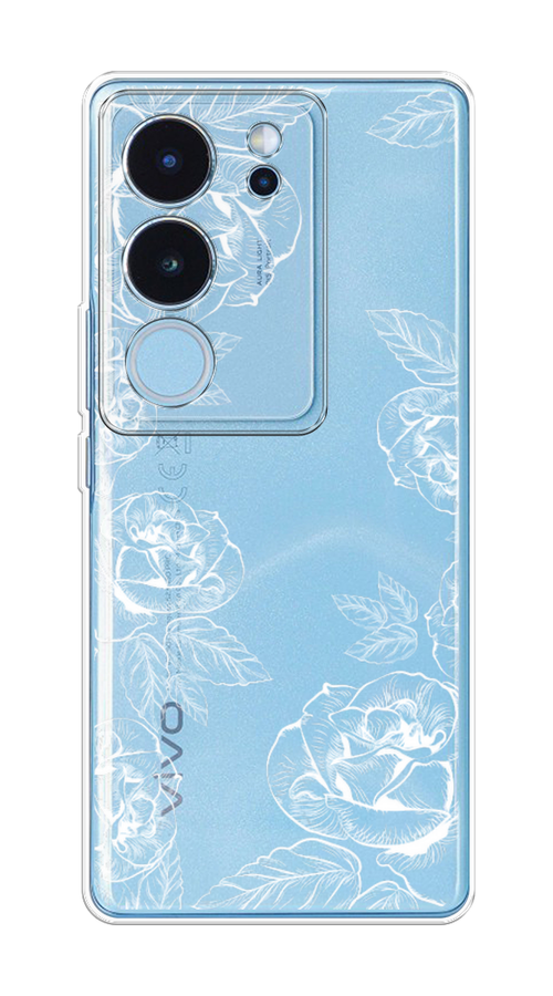 

Чехол на Vivo V29 "Розы графика", Черный;серый, 269350-1