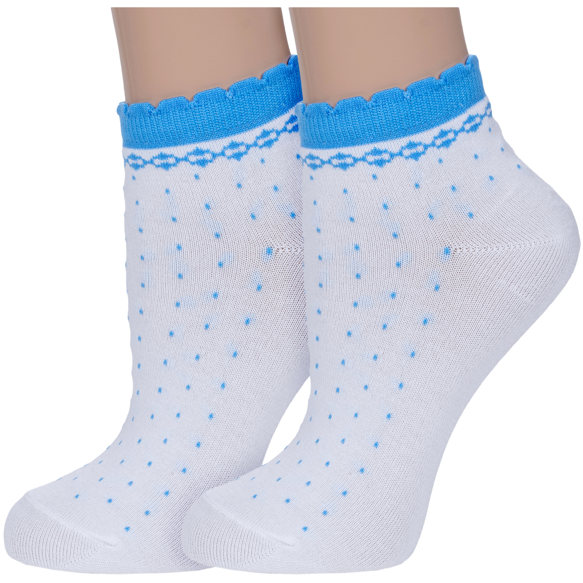Комплект носков женских Para Socks 2-L1D12 белых; голубых 25, 2 пары
