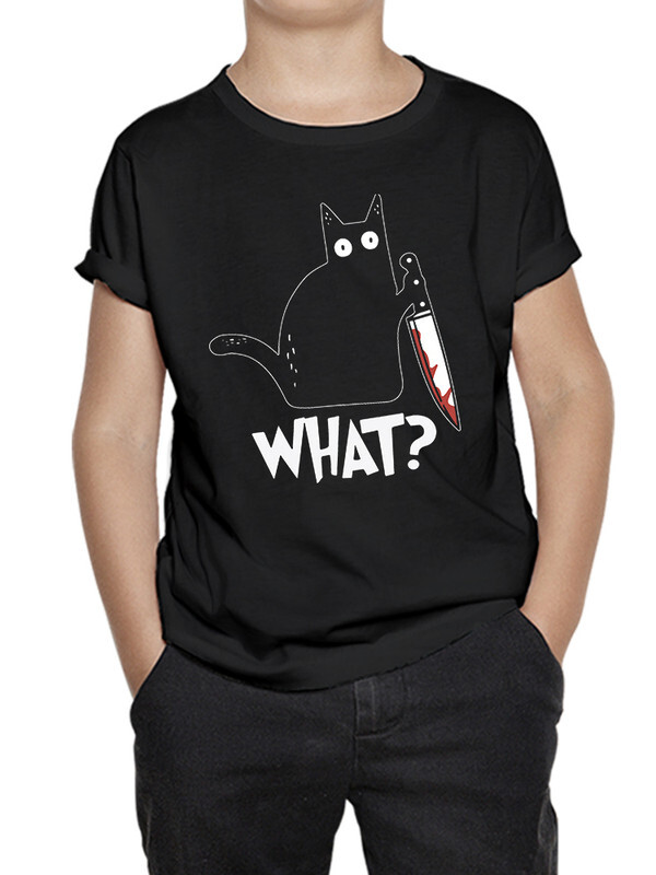 фото Футболка д/мальч. dreamshirts studio котик-убийца с ножом what? ш цв. черный р.98