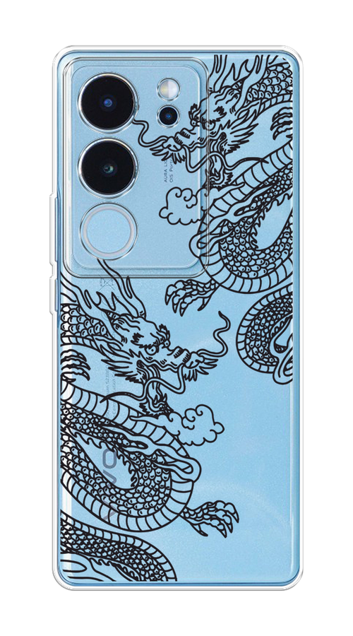 

Чехол на Vivo V29 "Два китайских дракона", Серый;черный, 269350-1