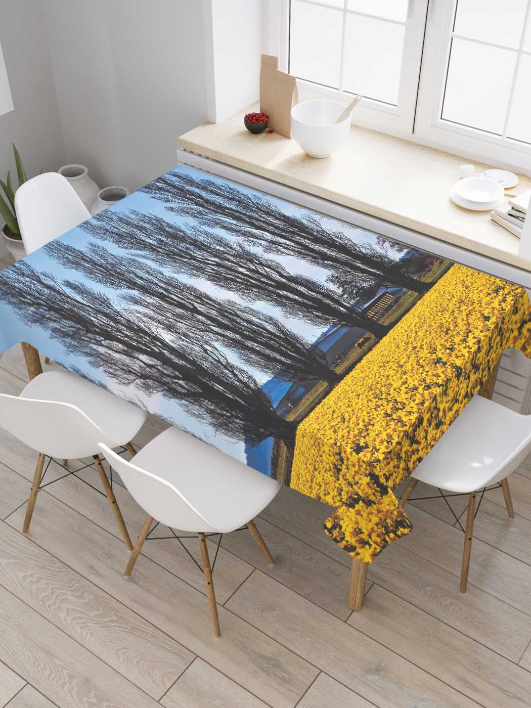 

Скатерть прямоугольная JoyArty "Лесная долинка" из оксфорда, 180x145 см, Серый, Лесная долинка