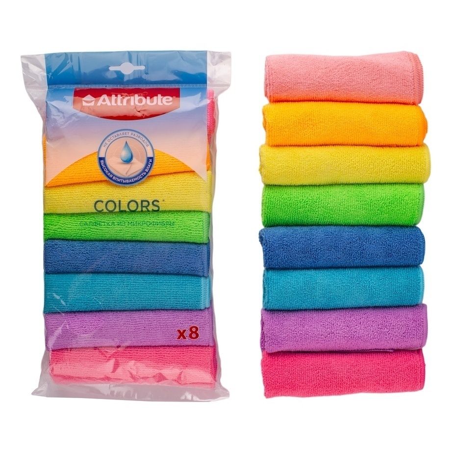 Салфетка Attribute Colors микрофибра 8 шт 30 x 30 см