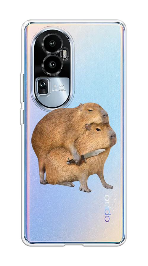 

Чехол на Oppo Reno 10 Pro Plus "Капибара с ножом", Бежевый, 2514550-1