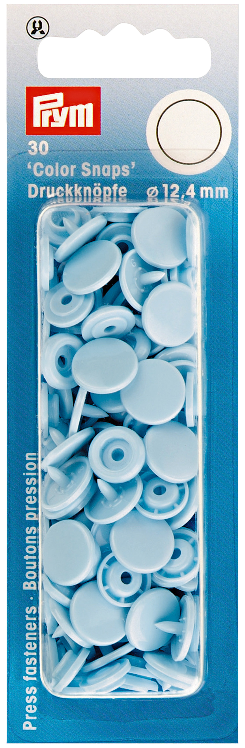 Кнопка Prym 393120 Color Snaps, диаметр 12,4 мм, голубой, 30 шт