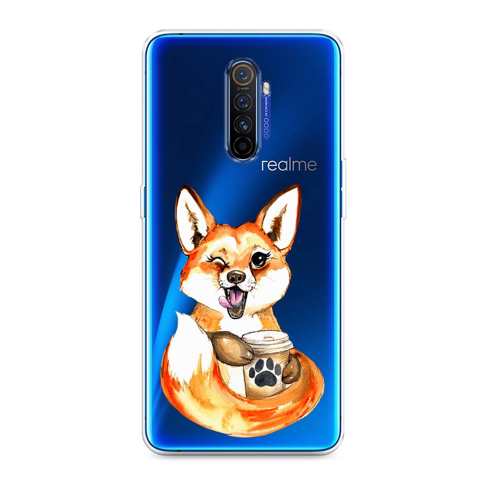 

Чехол на Realme X2 Pro "Подмигивающая лиса с кофе", Оранжевый;белый;коричневый, 251750-4