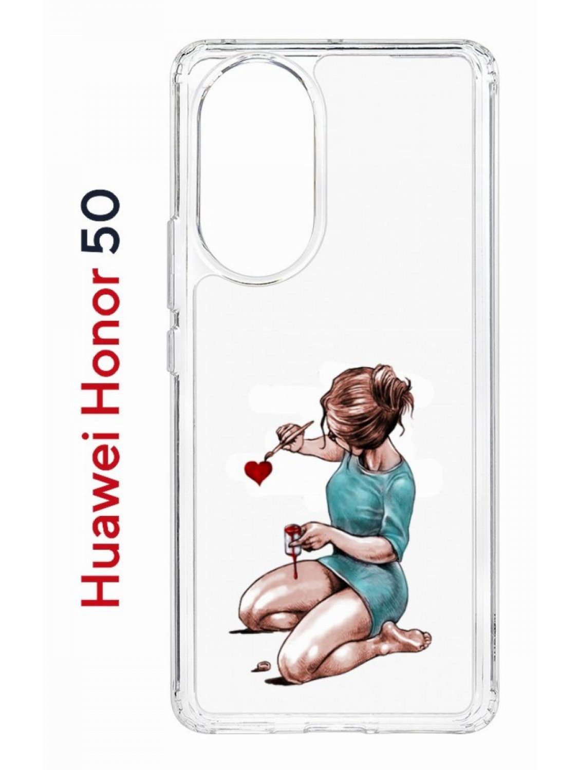 

Чехол на Honor 50, Huawei Nova 9 Kruche Print Рисуя любовь, противоударный бампер, Прозрачный;голубой;бежевый;красный, Хонор 50, Хуавей Нова 9