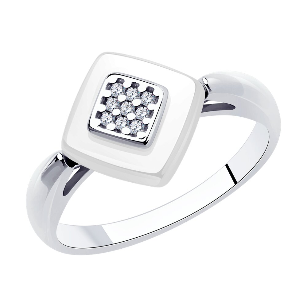 фото Кольцо из серебра с керамикой р. 16;5 diamant 94-110-01270-2