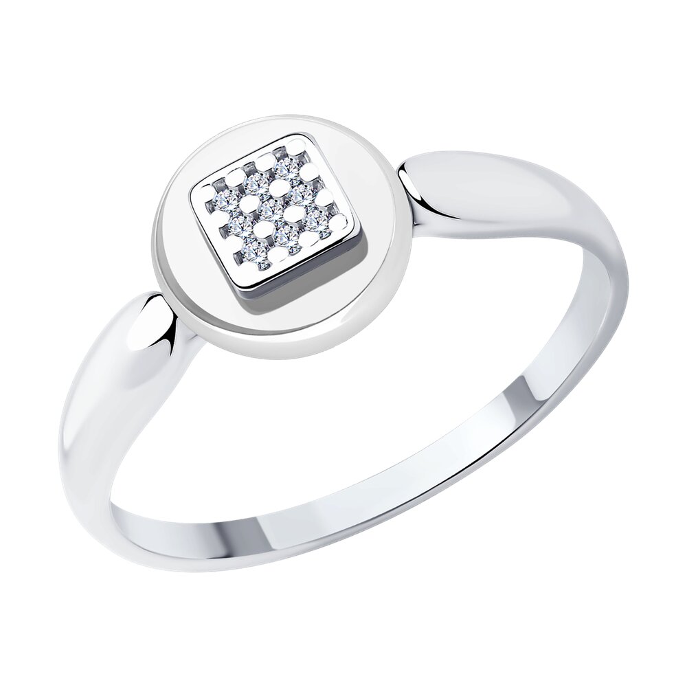 фото Кольцо печатка из серебра с керамикой р. 17 diamant 94-110-01265-2