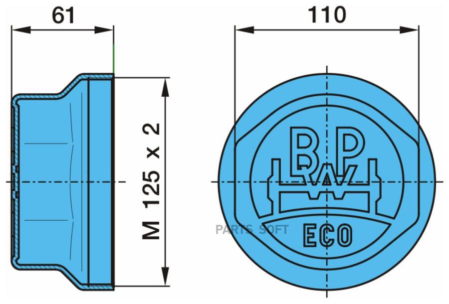 BPW 0321224250_крышка ступицы алюм M125x2 внутр SW105BPW-ECO65-9Т 1шт 4350₽