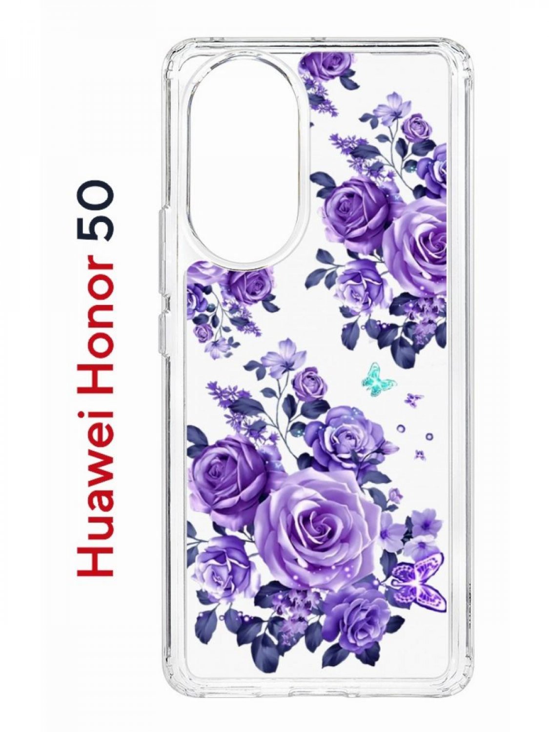 фото Чехол на honor 50, huawei nova 9 с принтом kruche print roses, противоударный бампер кruче