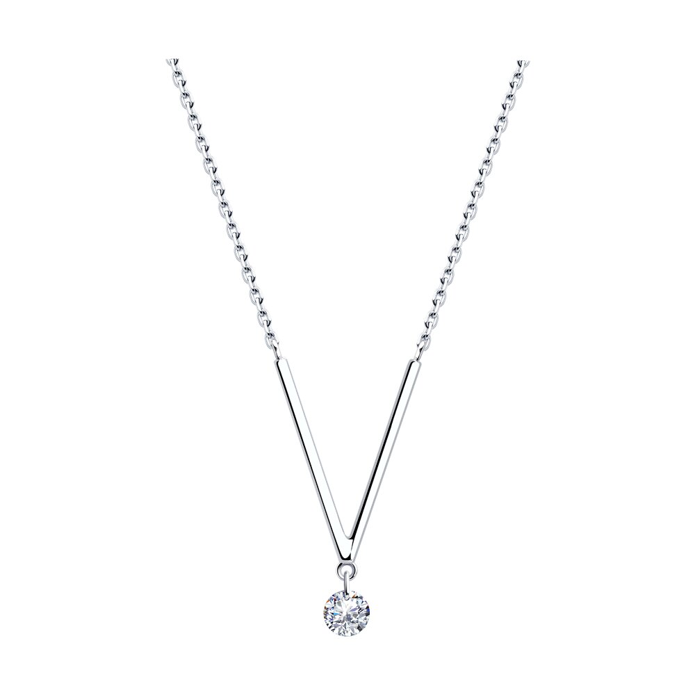 

Колье из серебра 40 см SOKOLOV 94070616, фианит, 94070616