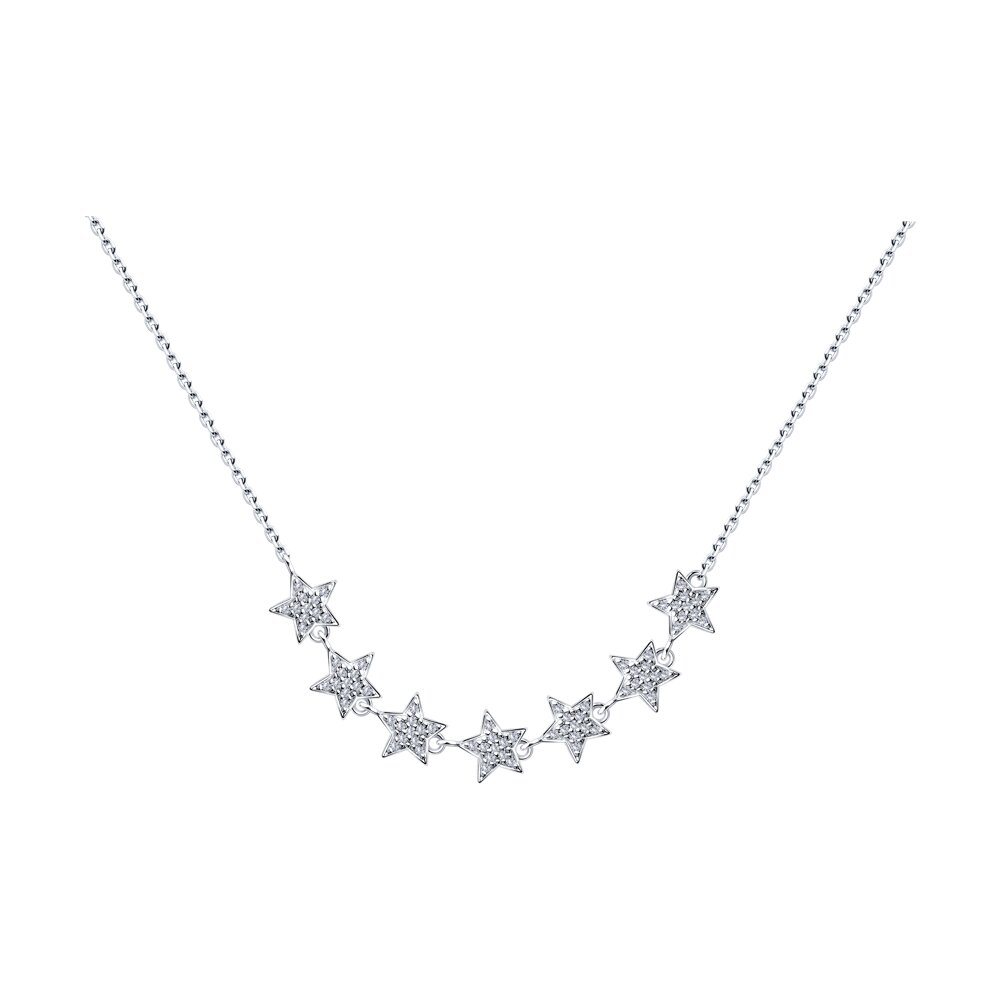 

Колье из серебра 50 см SOKOLOV 94070607, фианит, 94070607