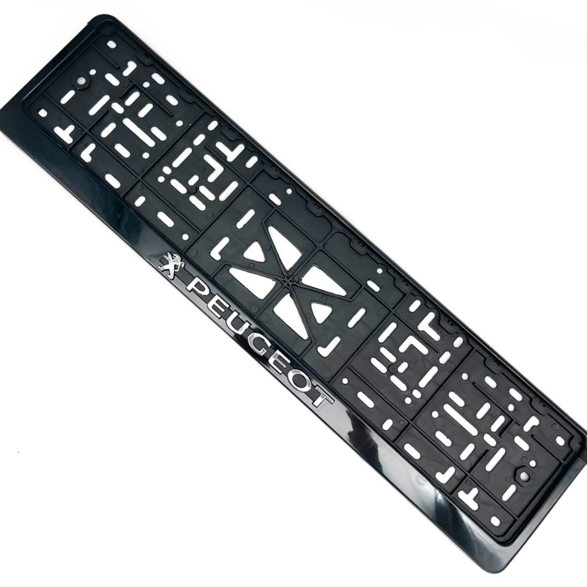 Рамка номерного знака EZID-AUTO стандарт PEUGEOT черная, ABS-пластик, 1шт