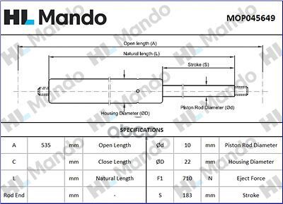 

MANDO MOP045649_амортизатор зад. двери ! Nissan Pathfinde MANDO MOP045649