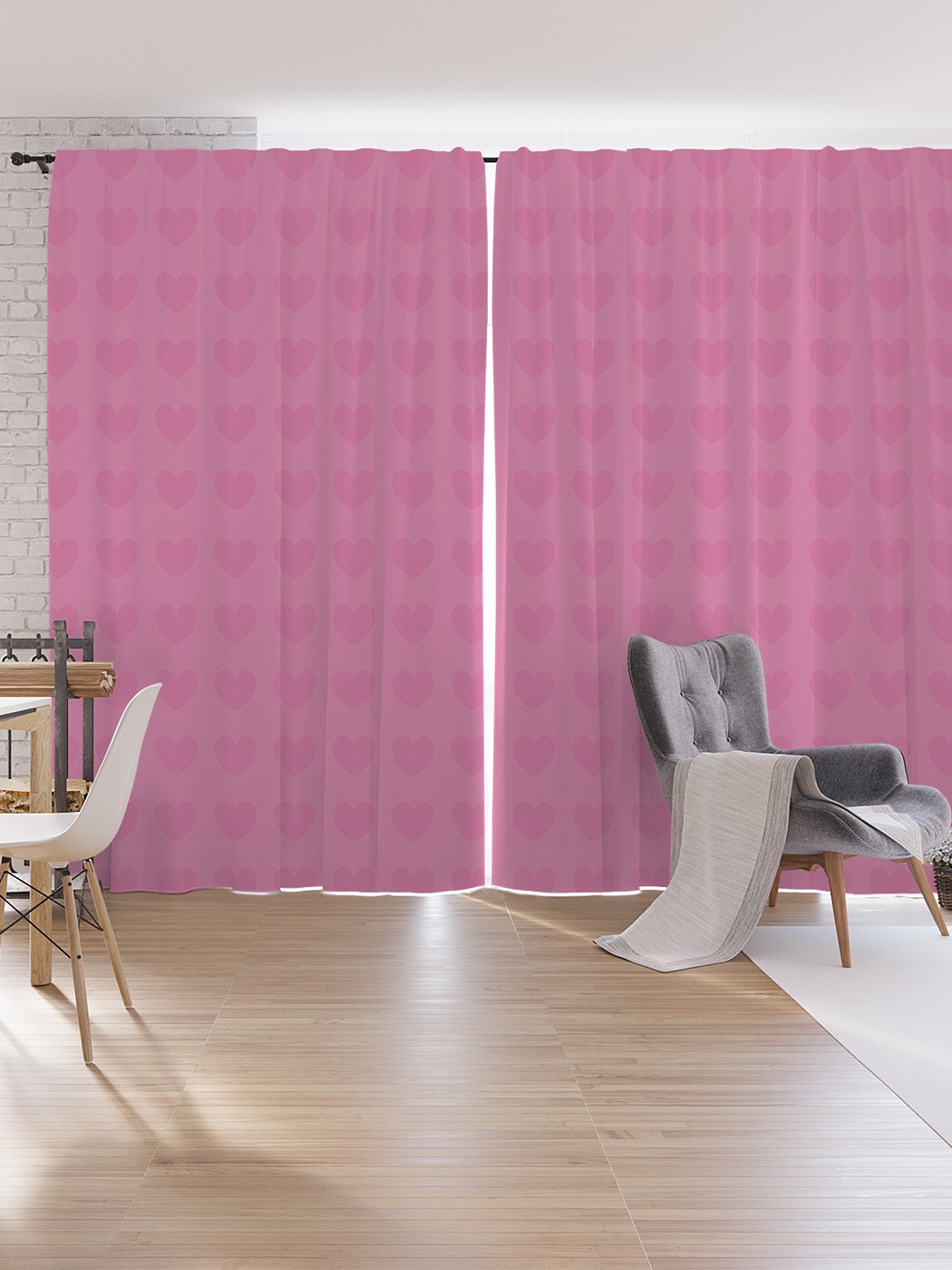 

Шторы под лён JoyArty "Сердечные ряды", серия Oxford DeLux, 340х265 см, Сердечные ряды