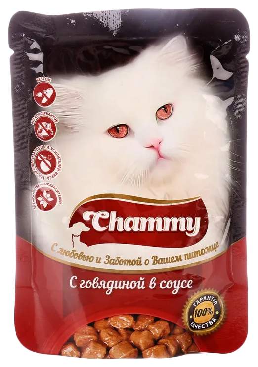 Корм для кошек chammy. Chammy корм для кошек 85 г. Chammy говядина в соусе 85гр. Chammy Premium пауч д/к мясное ассорти 85 гр*24. Корм д/к пауч Chammy с говяд в соусе 100г.