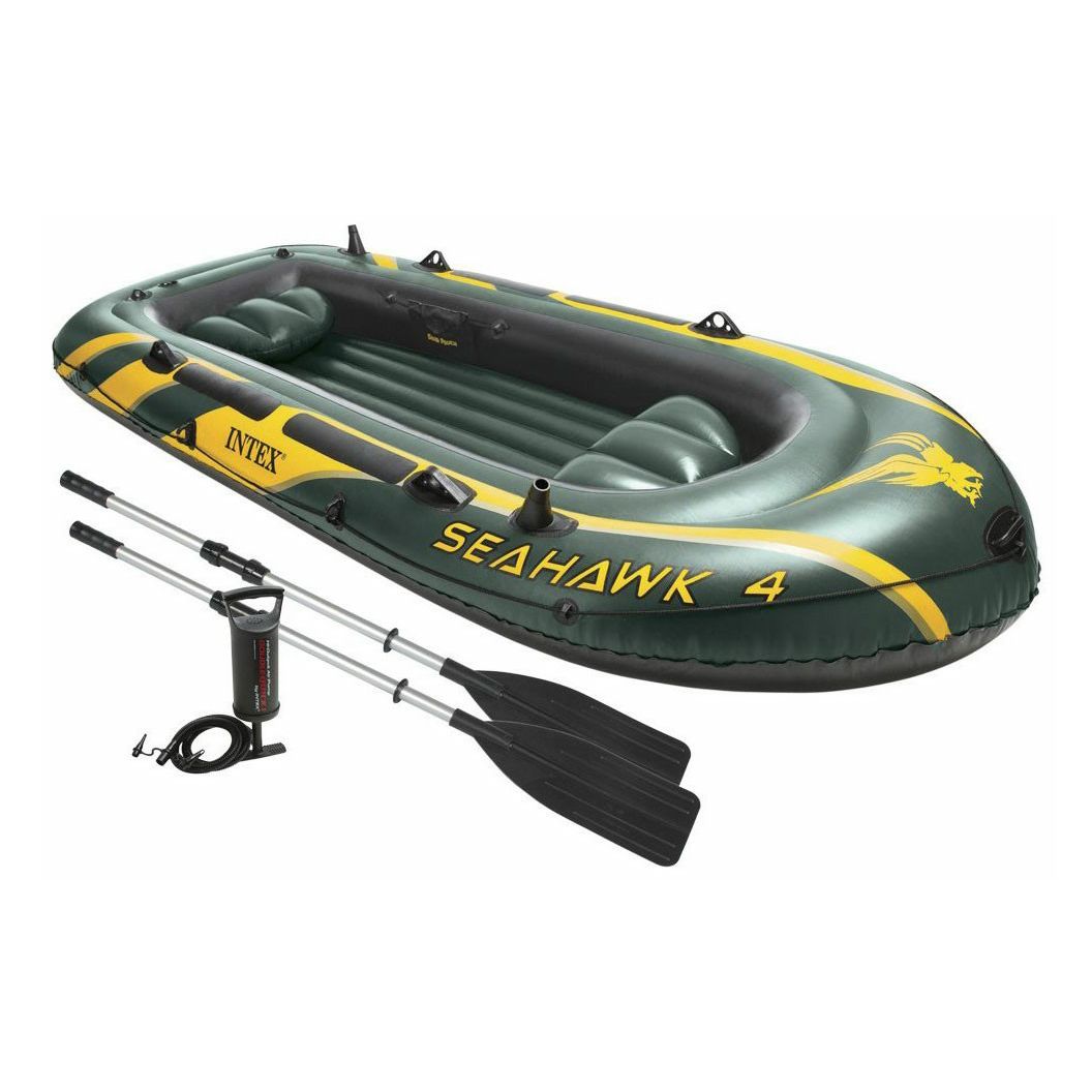 Надувная лодка Intex Seahawk 4 Set зеленая 48 x 145 x 351 см